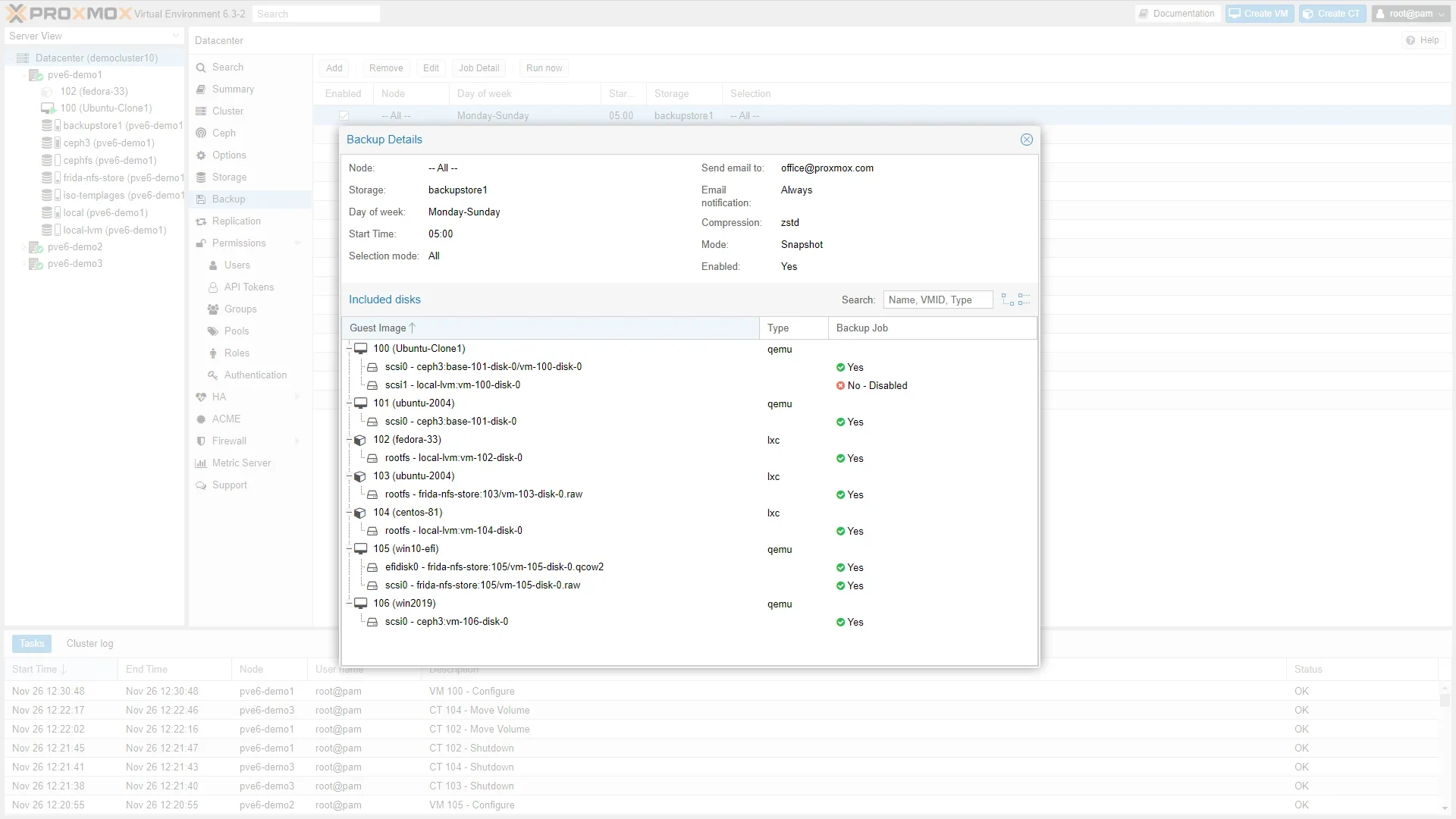 Proxmox VE admin panel