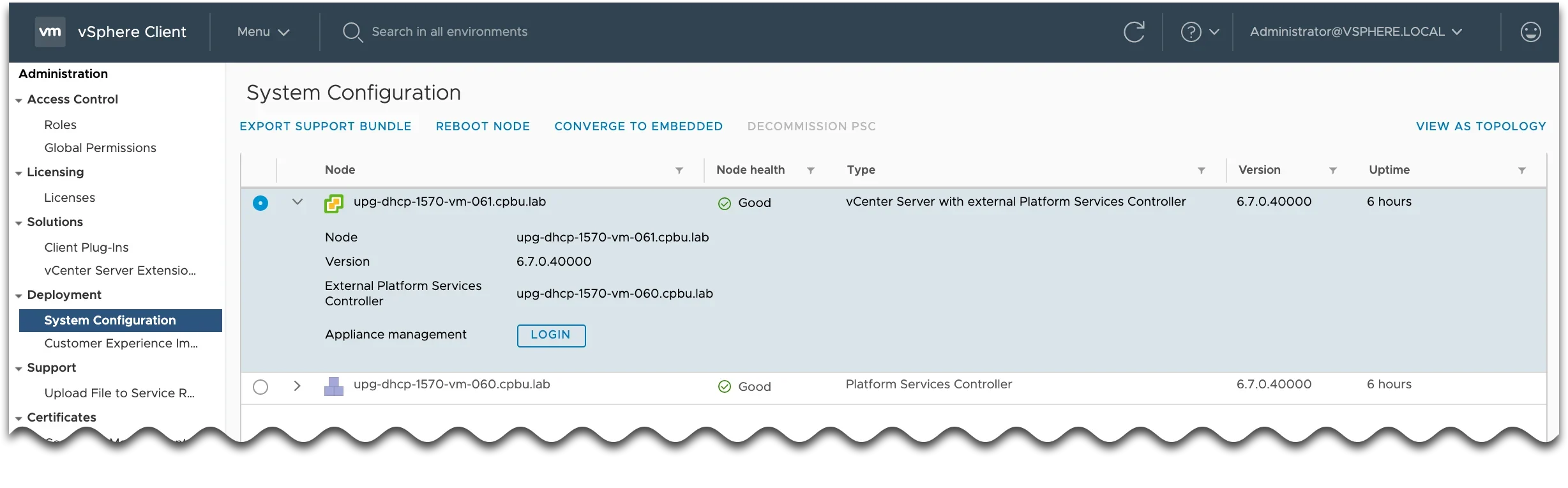vsphere sys config