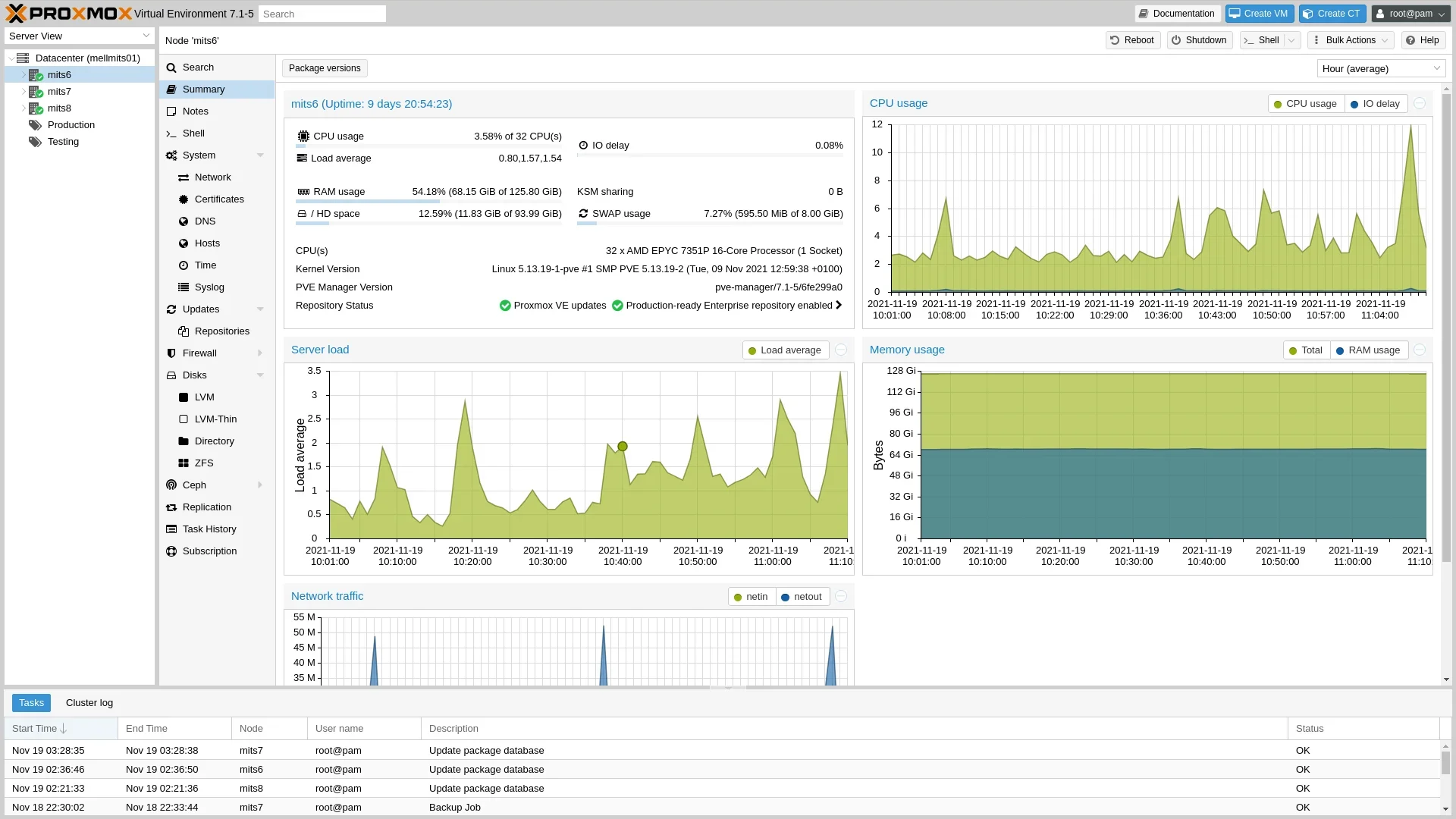 proxmox 7.1 GUI
